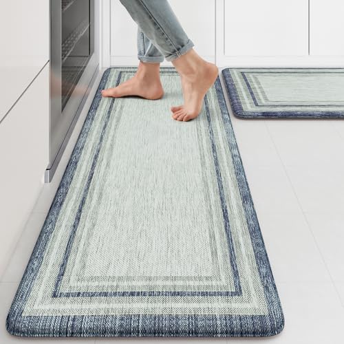 KIMODE Anti Fatigue Kitchen Mat 2 PCS Farmhouse Kitchen Rugs Sets of 2