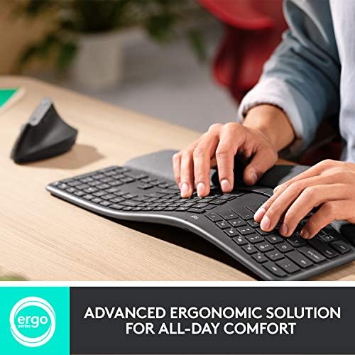 Logitech Ergo K860 Wireless Ergonomic Keyboard with Wrist Rest and MX Vertical Wireless Mouse