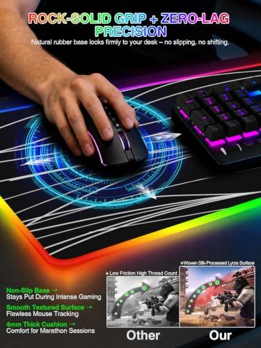 RGB Mouse Pad with Foldable Phone Stand Wireless Charger, 31.5"x11.8" XL Gaming Mousepad Large Desk Mat, Desk Pad with 11 Colors 5 Modes, Waterproof