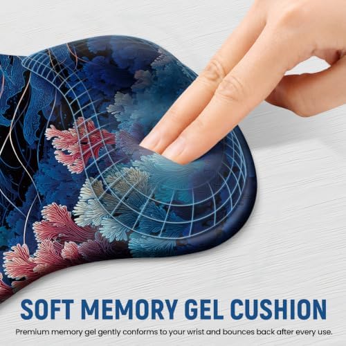 Ergonomic Mouse Pad with Wrist Rest, Gel Wrist Support, Coral Dream