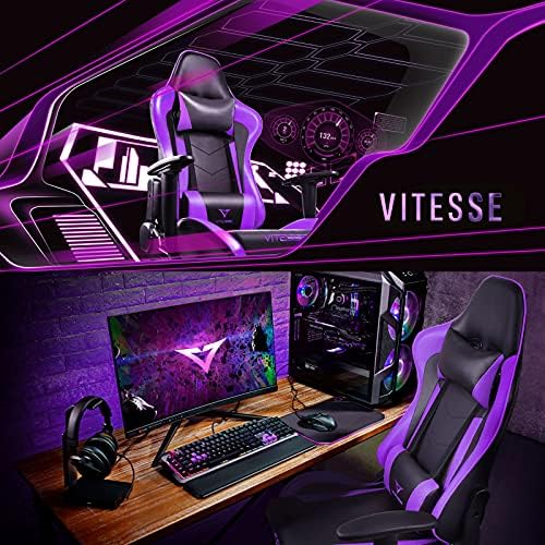 Gaming Chair,High Back Ergonomic Racing Gamer Chair with Lumbar Support and Headrest,Girl Computer Desk Chair with Height Adjustable(Purple)