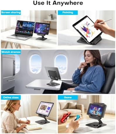 OMOTON TA04 Ultra-Slim Tablet Stand for iPad, Swivel Phone Holder for Desk