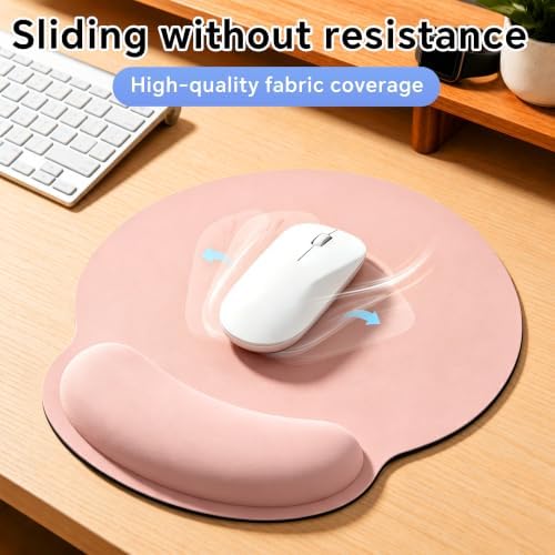 Ergonomic Mouse Pad with Wrist Rest, Lycra Surface, Pink