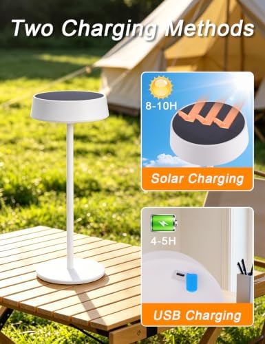 Solar Table Lamp Rechargeable, Waterproof Shower Lamp