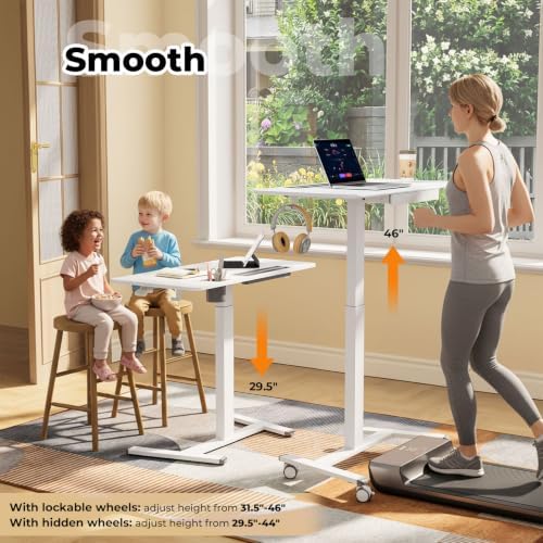 40"×20" Mobile Desk with Drawer, Rolling Desk with Storage