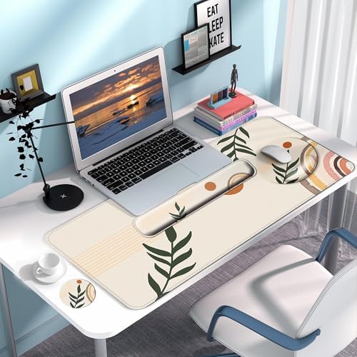Desk Mat Set Keyboard and Mouse Pad with Wrist Rest Support