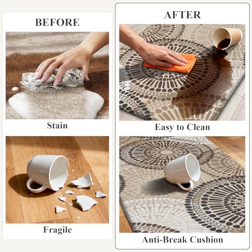 HEBE Anti Fatigue Kitchen Rugs Set of 2, Cushioned Kitchen Mats for Floor