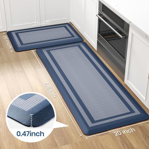 2PCS Kitchen Rugs Cushioned Anti-Fatigue Kitchen Mats Comfort Standing Mat