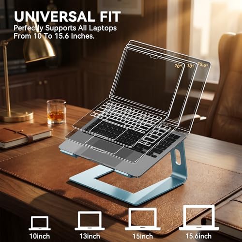 SOUNDANCE Laptop Stand, Aluminum Ergonomic Desk Riser, 10-15.6", Aquamarine