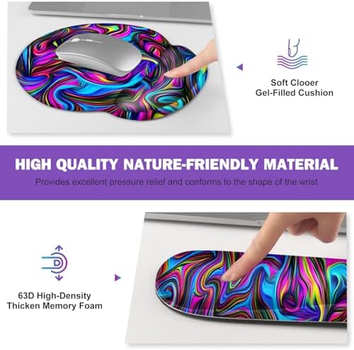 Gaming Mouse Pad, Large Desk Mat, Cute Desk Pad Protector, 4in1 XXL Mousepad + Keyboard Wrist Rest+Mouse Wrist Rest+Coaster Set with Ergonomic Desk Pad for Home Office Computer, Dazzling Bright Color