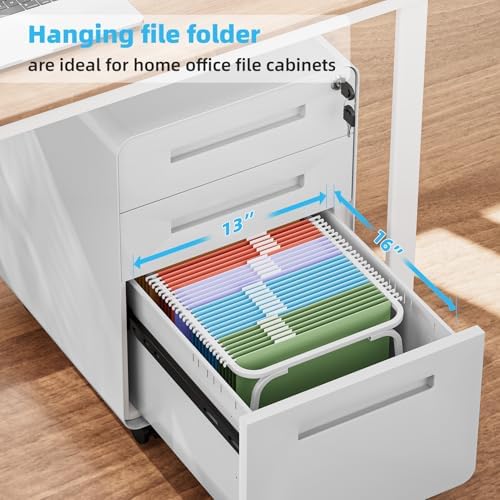 Marbrasse Hanging File Folder Frame, Adjustable Letter Size File Holder 16-25 Inches, Metal File Cabinet Rails for Office, Home, School, 2P(White)