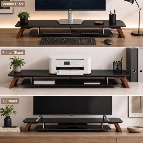 42.5''Dual Monitor Stand Riser for 2 Monitors with Acacia Wood, Black