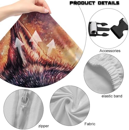 Wolf Game Chair Cover Stretchable Galaxy Space Office Seat Covers with Armrest Covers Rotating Desk Chairs Protector Cover Decor for Home Set of 4