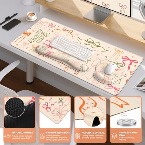 iCasso Desk Pad Mat, Large Mouse Pad and Keyboard Wrist Rest Set