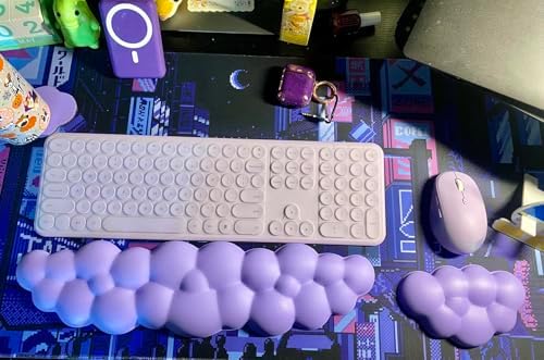 JIKIOU Upgrade Leather Cloud Wrist Rest for Keyboard and Mouse & Cup Pad