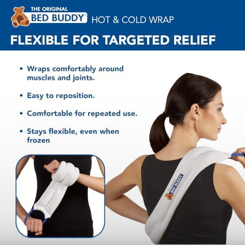 Bed Buddy Hot and Cold Neck Wrap, Microwavable Heating Pad & Cold Pack for Neck, Sore Muscles - Moist Heat Therapy Wrap, White, Classic