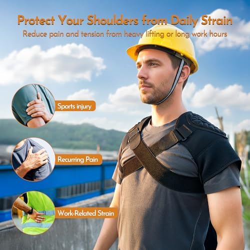 Thickened Wear-Resistant Shoulder Brace with Pads for Heavy-Duty Use, Support for Moving Construction,warehouse, Farm Work, heavy Loads, Compression Support Sleeve for Dislocation, Bursitis, Tendonitis,Both Left and Right Arm (Large)