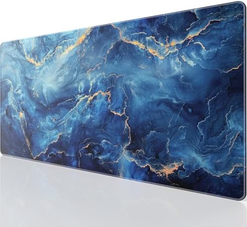 KTRIO Large Gaming Mouse Pad, Desk Mat, 31.5 x 15.7 in, Blue Marble, XXL