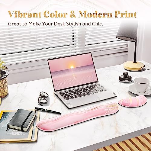 Gimars Upgrade Enlarge Gel Memory Foam Set Keyboard Wrist Rest Pad, Comfortable Ergonomic Design for Easy Typing Pain Relief, Firm Mouse Wrist Cushion Support for Office, Computer, Laptop, Mac