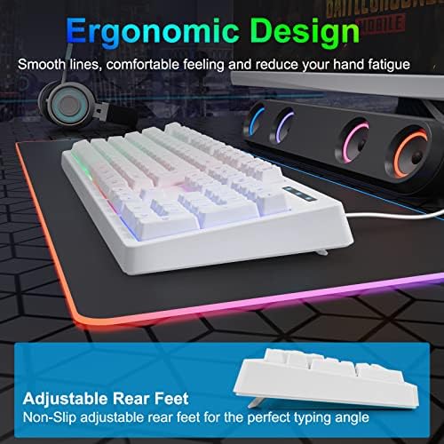 HUO JI White Gaming Keyboard USB Wired with Rainbow LED Backlit