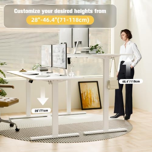 67"x24" Standing Desk, Height Adjustable Sit-Stand Home Office, White