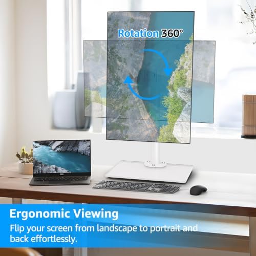 MOUNTUP Monitor Stand for Desk, Freestanding Monitor Mount Fits 13-32 inch Screen up to 19.8 lbs, Screen Stand with Swivel, Height, Rotation Adjustment, VESA Mount 100 x 100mm, 75 x 75mm