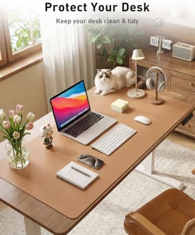 Aothia Faux Leather Desk Mat Mouse Pad, 40" x 24", Khaki