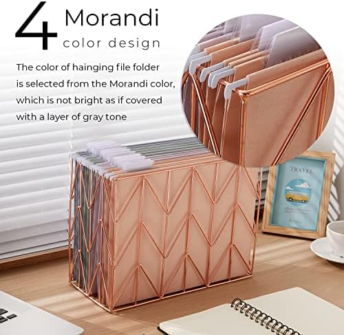 Y YOMA 24 Pack Colored Hanging File Folders Letter Size Decorative Hanging Folder Cute Pretty File Folder for Filing Cabinet Office Home with 1/5-Cut Adjustable Tabs, 4 Selected Morandi Color