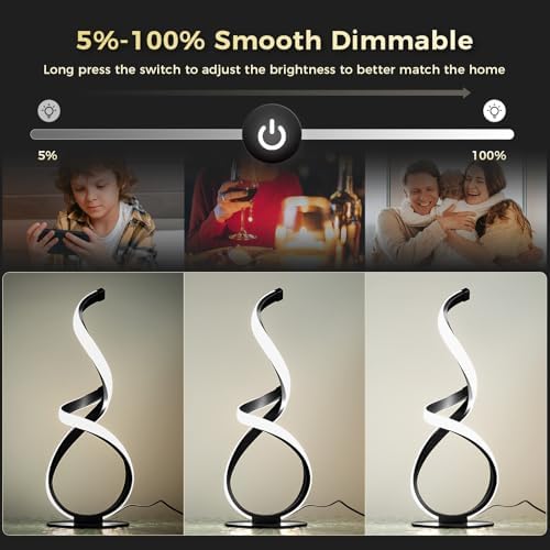 Modern Cool LED Table Lamp, Spiral Touch Control Desk Light