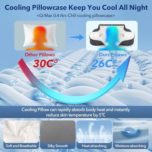 Orthopedic Memory Foam Pillows –Adjustable Cooling Neck Pillow, Cervical Support Pillow for Neck Pain Relief, Cervical Pillow for All Sleep Positions, Ergonomic Pillow