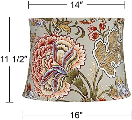 Katie Large Sage Green Flower Print Drum Shade 14x16x11.5 (Spider)