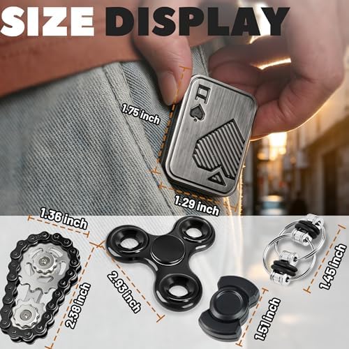 5 Pcs Fidget Toys Adults Metal Figette Spinner Magnet Slider for Teen Boys Quiet Office Desk Cool Gadgets Pain Stim Anxiety Stress Relief Items ADHD Autism Figets Magnetic Gifts for Teens EDC for Men