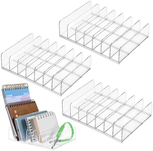 4 Pcs Acrylic Mail Holder, Acrylic File Mail Desktop Organizer Sorters, 7 Compartments Acrylic Mail Organizer, Clear Desk Organizer File Holders, Acrylic Letter Organizer for Office, Home, School
