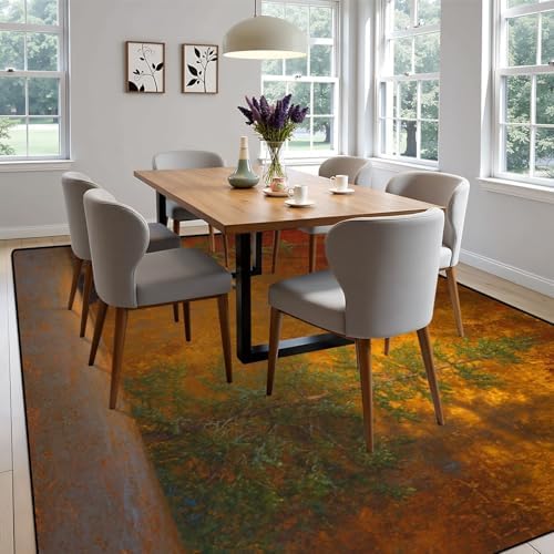 Calming Bear Forest Harmonious Warm Sunset Colors Area Rug Outdoor Patio Rug Play Mat Modern Floor Carpet Non-Slip Home Decor Living Room Kids Bedroom Nursery, 6x9 ft