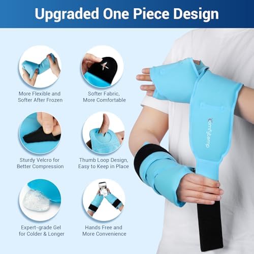 Comfytemp 24.5" Extra Long Wrist Ice Pack Wrap for Carpal Tunnel Relief, 2Packs