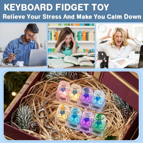 2 Pcs Transparent Keyboard Fidget Toy, Love&Flower Loud Fidget Clicker