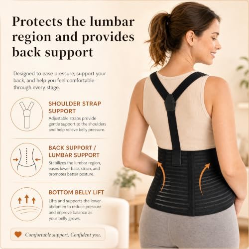 Pregnancy Belly Band, Pregnancy Support Belt, Black, XX-Large
