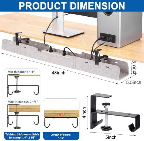 Chumia Under Desk Cable Management Tray No Drill, Beige, 48 Inch