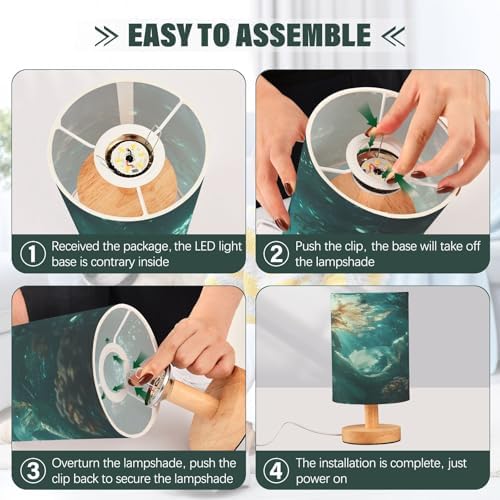 ALAZA Underwater Mermaid Beautiful Decor Bedside Table Lamp with USB Port for Bedroom Nightstand Office Desk LED Bulb Included