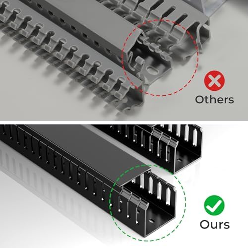 Yecaye 2 Pack Cable Management, 31in X-Large PVC Under Desk Cable Management, No-Drill Cord Hider Open Slot Wire Raceway for Computer/TVs/Networks, Cord Organizer Black