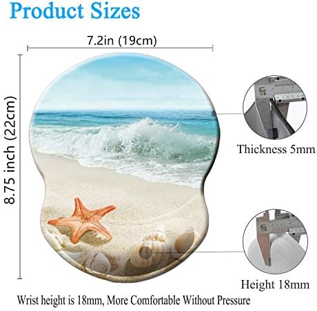 Mouse Pad, Mouse Pad Wrist Support, Pain Relief Wrist Rest Pad with Anti-Slip PU Base for Gaming, Home, Office & Travel, Sturdy & Comfortable, Beach