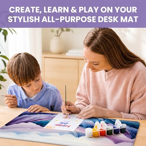 Aesthetic Desk Mat, Cute Distant Peaks Desk Pad Protector for Work & Decor, 31.5" x 11.8", Pretty Non-Slip Extended Mouse Pad for Office or Home