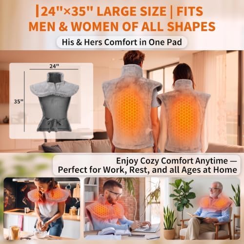 Massaging Heating Pad for Neck and Shoulders and Back, Gifts for Mom Dad