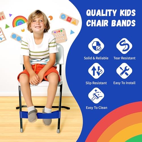 5 Pack Chair Bands for Kids with Fidgety Feet, ADHD Tools for Kids, Improve Focus & Reduce Restlessness, Chair Bands for Sensory ADHD ADD Autism - Classroom & Home Must Haves (Multicolor)