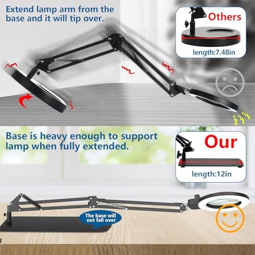 HITTI 12X Magnifying Glass with Light,Upgrade Infinite Color