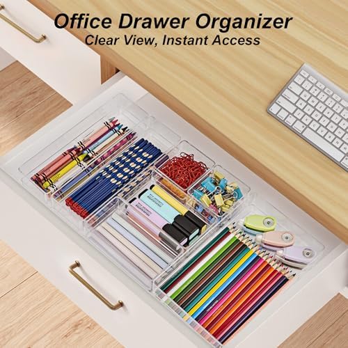 SMARTAKE 25 PCS Drawer Organizer, 4-Size Desk Drawer Organizer Trays