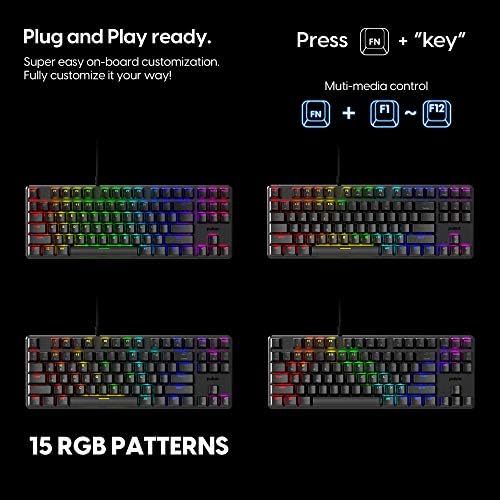 Pulsar Gaming Gears - PK003 Lunar Alloy TKL Mechanical Gaming Keyboard RGB LED Rainbow Backlit USB Wired Game Keyboards for Windows PC PS5 PS4 Xbox 87 Keys Outemu Switches FPS (Renewed)