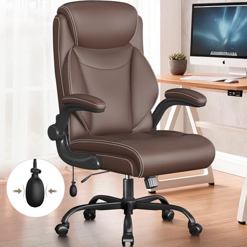 Ergonomic Office Chair,Inflatable Lumbar Support High Back Chair,Brown