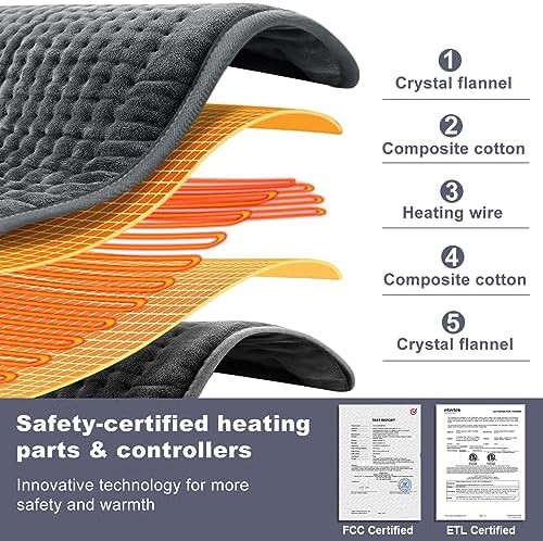 VAAGHANM Heating Pad: 33 x 17 inches Electric Heating Pad for Back - Extra Large Heat Pad for Shoulder/Neck/Knee/Arms - Upgraded 6 Timer & 6 Temperature Controller -Gift for Women