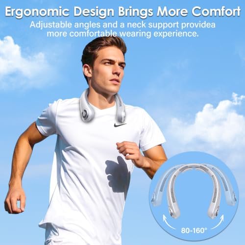Portable Lightweight Neck Fan with Neck Support, Birthday Gifts for Men Women Dad Mom, Rechargeable Personal Wearable Cooling Neck Fans for Hot Flashes, Disneyland, Travel, Camping Essentials